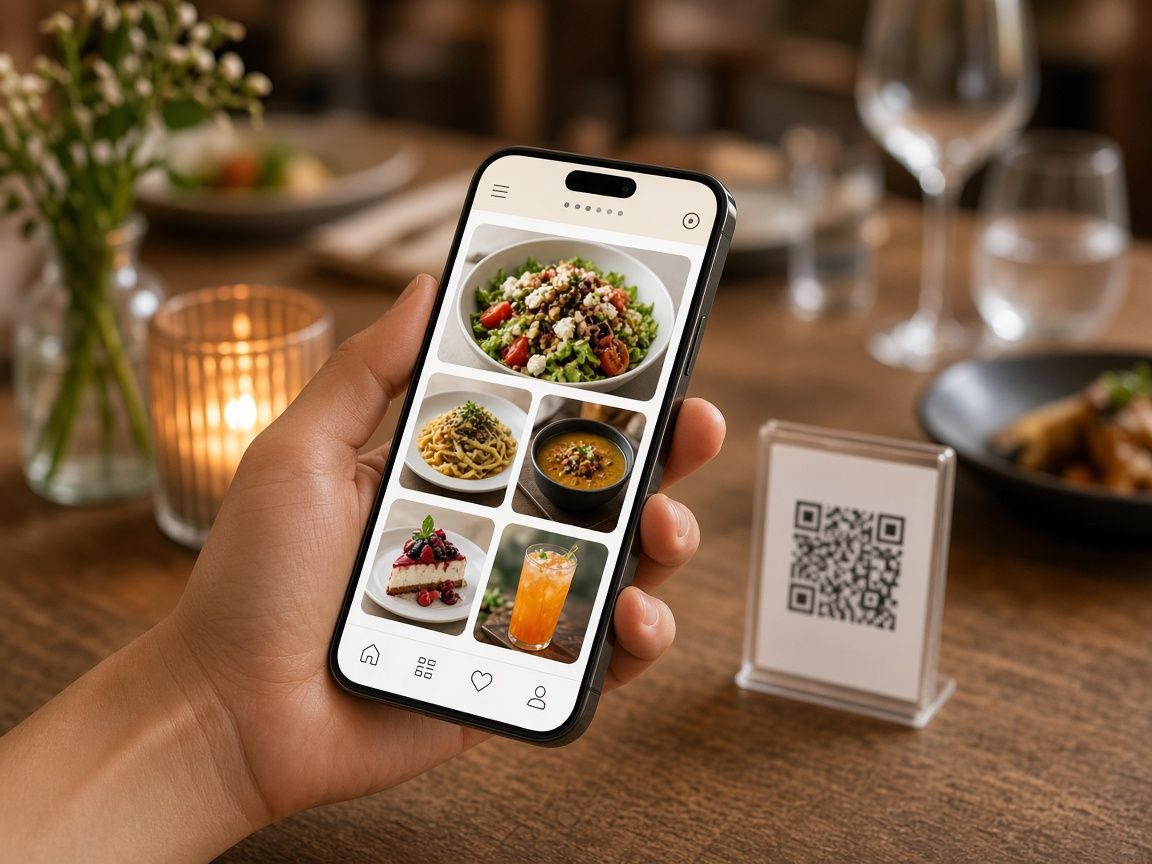 Menu QR trên điện thoại (minh hoạ)